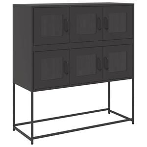 vidaXL Sideboard Schwarz 100,5x39x107 cm Kaltgewalzter Stahl
