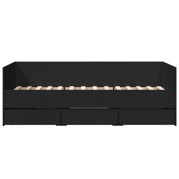 vidaXL Tagesbett mit Schubladen ohne Matratze Schwarz 90x190 cm