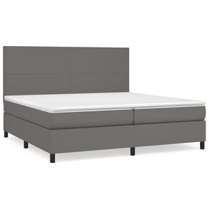 vidaXL Boxspringbett mit Matratze Grau 200x200 cm Kunstleder
