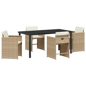 vidaXL Garten Essgruppe 5 pcs Beige Poly-Rattan