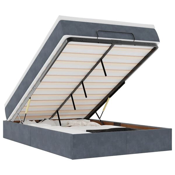 vidaXL Ottoman-Bett mit Matratze Dunkelgrau 120x190 cm Samt