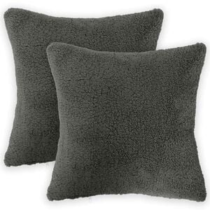 vidaXL Kissenbezug 2 pcs HEERLEN Dunkelgrau 30 x 30 cm Boucl&eacute;