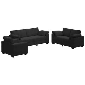 vidaXL 3-tlg. Sofagarnitur mit Kissen Schwarz Samt