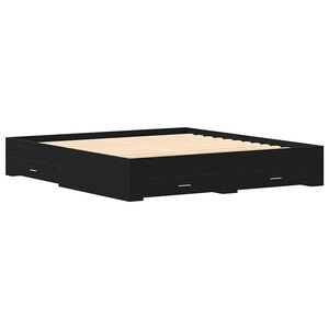 vidaXL Bettrahmen Schwarz Eichen-Optik 180 x 200 cm Holzwerkstoff