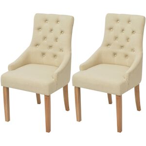 vidaXL Esszimmerst&uuml;hle 2 Stk. Creme Stoff