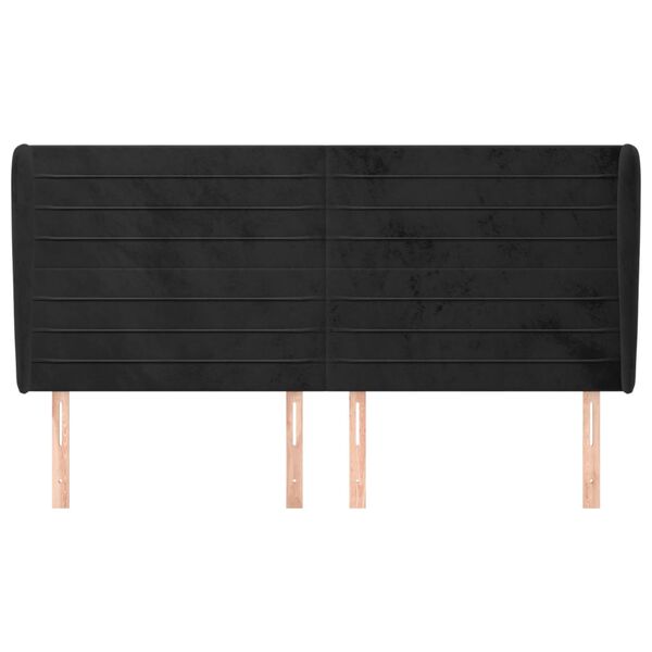 vidaXL Kopfteil mit Ohren Schwarz 183x23x118/128 cm Samt