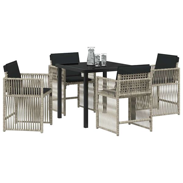 vidaXL Garten Essgruppe 5 pcs Hellgrau Poly-Rattan