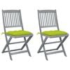 vidaXL Klappbare Gartenst&uuml;hle 2 Stk. mit Kissen Massivholz Akazie