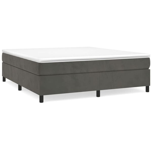 vidaXL Boxspringbett mit Matratze Dunkelgrau 180x200 cm Samt