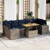 vidaXL 8-tlg. Garten-Sofagarnitur mit Kissen Grau Poly Rattan
