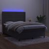 vidaXL Boxspringbett mit Matratze & LED Dunkelgrau 140x200 cm Samt