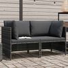 vidaXL 2-Sitzer-Gartensofa mit Polstern Grau Poly Rattan