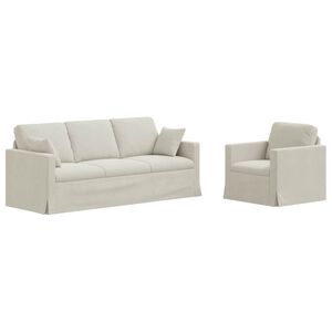 vidaXL Sofa Set 2 pcs Creme 198 x 78 x 80 cm Samt