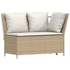vidaXL 3-tlg. Garten-Sofagarnitur mit Kissen Beige Poly Rattan