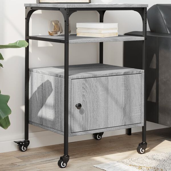 vidaXL Druckerständer 3 Ablagen Grau Sonoma 50x40x76 cm Holzwerkstoff