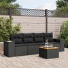 vidaXL 5-tlg. Garten-Sofagarnitur mit Kissen Schwarz Poly Rattan