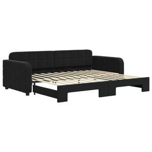 vidaXL Tagesbett Ausziehbar Schwarz 90x200 cm Samt