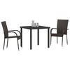 vidaXL Garten Essgruppe 3 pcs Schwarz Poly Rattan