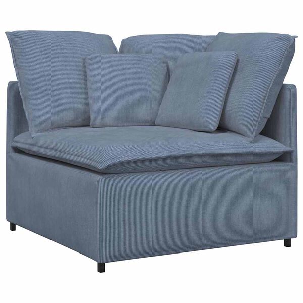 vidaXL Modulares Sofa mit Kissen Cordstoff Blau
