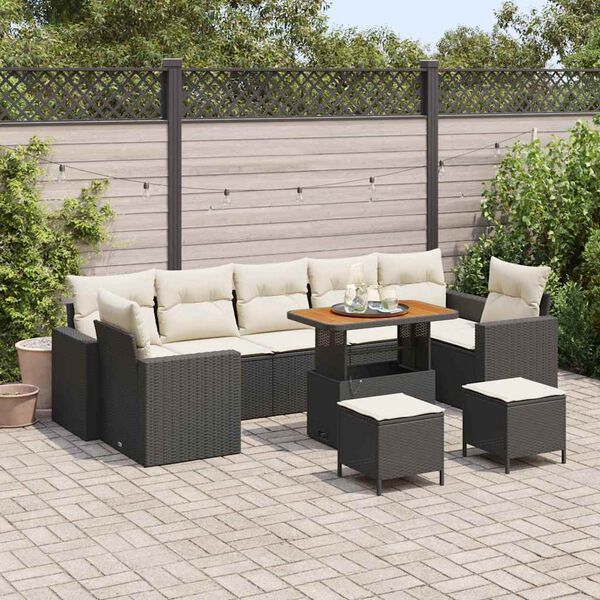 vidaXL Gartensofa-set mit Kissen 13 pcs Beige und Creme Poly-Rattan