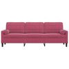 vidaXL Sofa 3-Sitzer mit Zierkissen Weinrot 210 cm Samt