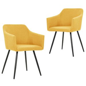 vidaXL Esszimmerst&uuml;hle 2 Stk. Gelb Stoff
