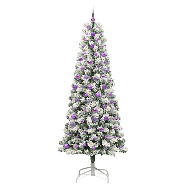 vidaXL K&uuml;nstlicher klappbarer Weihnachtsbaum Gr&uuml;n und Wei&szlig; 240 cm
