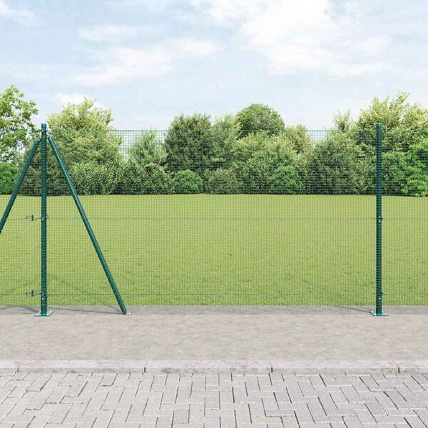 vidaXL Zaunpfosten Gr&uuml;n 50 x 1,2 m (16 x 16 mm Netz) Stahl und PVC