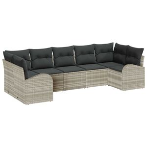 vidaXL Gartensofa-set mit Kissen 7 pcs Hellgrau Poly-Rattan