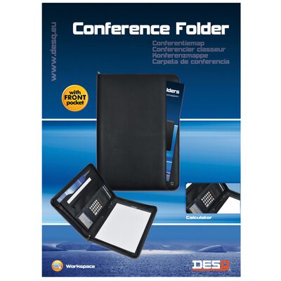 DESQ A4 Konferenzmappe mit Notizblock und Taschenrechner Schwarz
