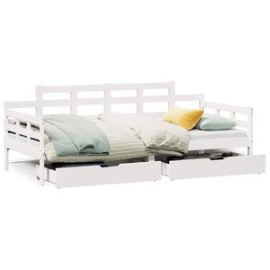 vidaXL Tagesbett mit Schubladen Wei&szlig; 90x190 cm Kiefernholz