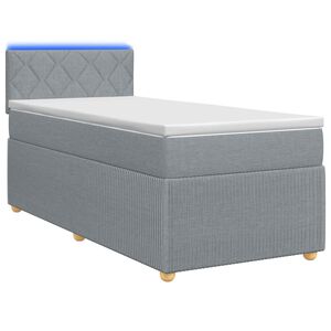 vidaXL Boxspringbett mit Matratze und LED Hellgrau 90 x 190 cm Stoff