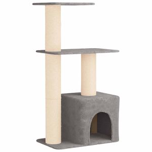 vidaXL Katzennbaum mit Sisal-Kratzs&auml;ulen Hellgrau 133 cm