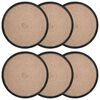 vidaXL Jute Platzsets 6 pcs Nat&uuml;rlich und Schwarz &Oslash; 30 cm