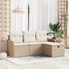 vidaXL Gartensofa-set mit Kissen 4 pcs Beige und Creme Poly-Rattan