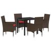 vidaXL Tisch- und Stuhlset 5 stk. Braun und Rot PE-Rattan