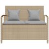 vidaXL Gartenbank mit Stauraum und Kissen Beige Poly Rattan