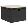 vidaXL Gartenhocker mit Kissen Schwarz 55x55x37 cm Poly Rattan
