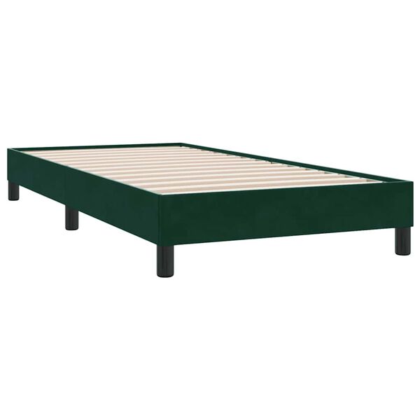 vidaXL Boxspringbett ohne Matratze Dunkelgr&uuml;n 90x210 cm Samt