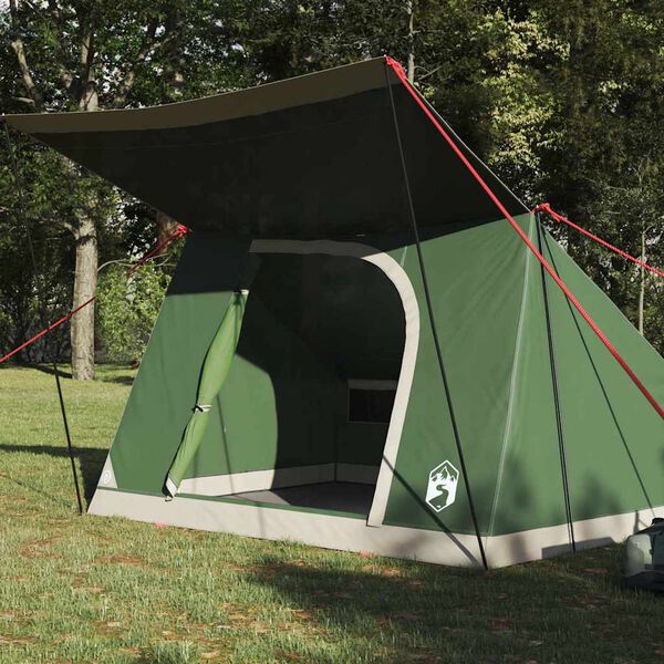 vidaXL Campingzelt mit Dach mit Speicher Gr&uuml;n 223 x 163 x 130 cm Taft