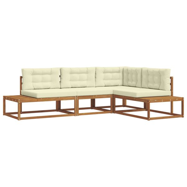 vidaXL Outdoor-Sofagarnitur 4 St&uuml;ck Natur und Creme