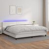 vidaXL Boxspringbett mit Matratze & LED Wei&szlig; 200x200 cm Kunstleder
