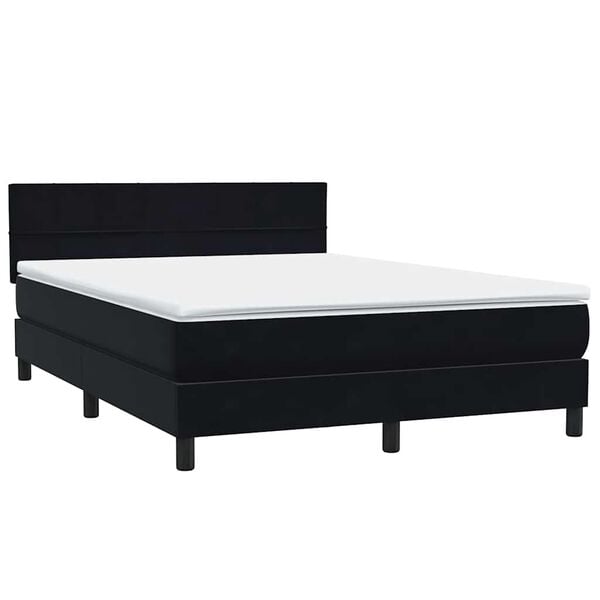 vidaXL Boxspringbett mit Matratze Schwarz 140x210 cm Samt