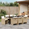vidaXL Garten Essgruppe mit Kissen 9 pcs Beige Poly-Rattan