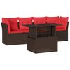 vidaXL 5-teiliges Gartensofa-Set mit Kissen, braun, Polyrattan