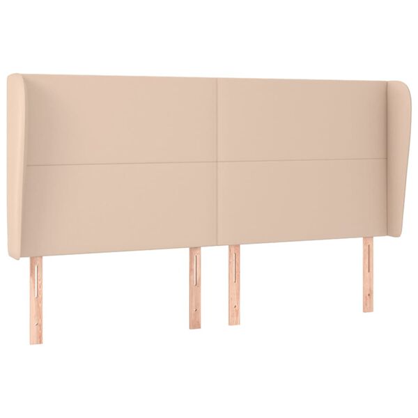 vidaXL Kopfteil mit Ohren Cappuccino-Braun 203x23x118/128cm Kunstleder