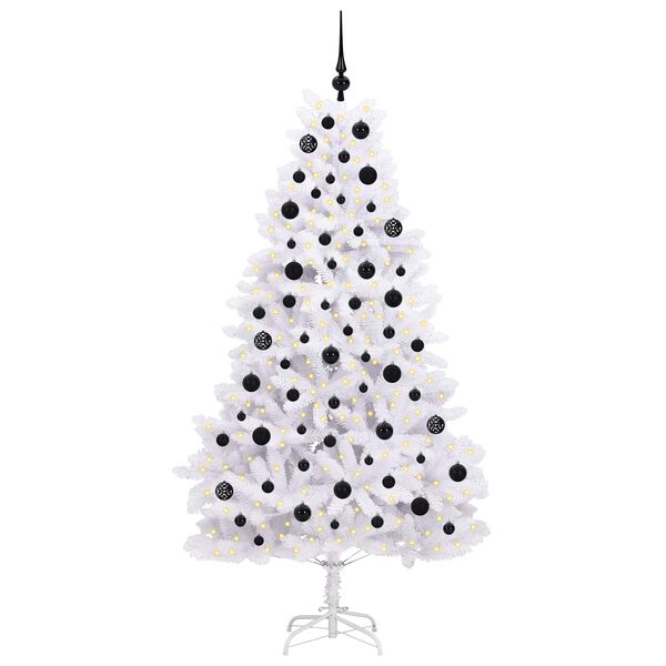 vidaXL K&uuml;nstlicher klappbarer Weihnachtsbaum Wei&szlig; 180 cm PVC und Stahl