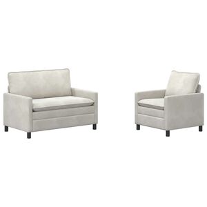vidaXL Sofa Set 2 pcs Creme Samt