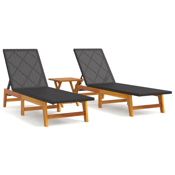 vidaXL 3-tlg. Garten-Lounge-Set Poly Rattan & Massivholz Akazie