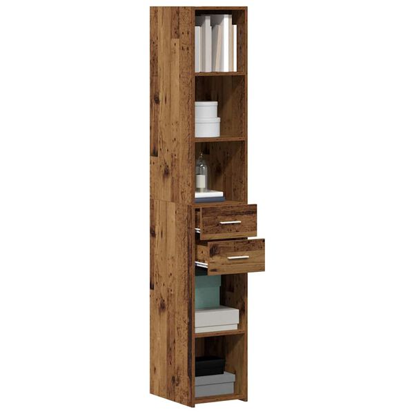 vidaXL B&uuml;cherregal mit Schubladen Altholz 30 x 42,4 x 185,2 cm